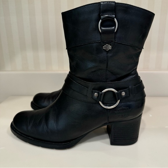 Harley Davidson Black Leather Riding Boots Women’s Size 7 D85397 - Picture 7 of 16